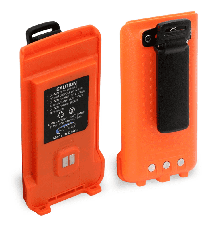 Rugged Radios — Rugged Radios GMR2 Replacement Lithium Battery w/12v Charge Port and Belt Clip Safety Orange - view 1