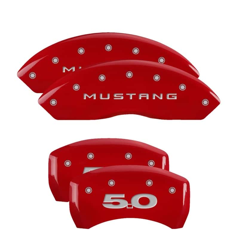 MGP — MGP 4 Caliper Covers Engraved Front Mustang Engraved Rear 50 Red finish silver ch
Caliper Covers - view 1