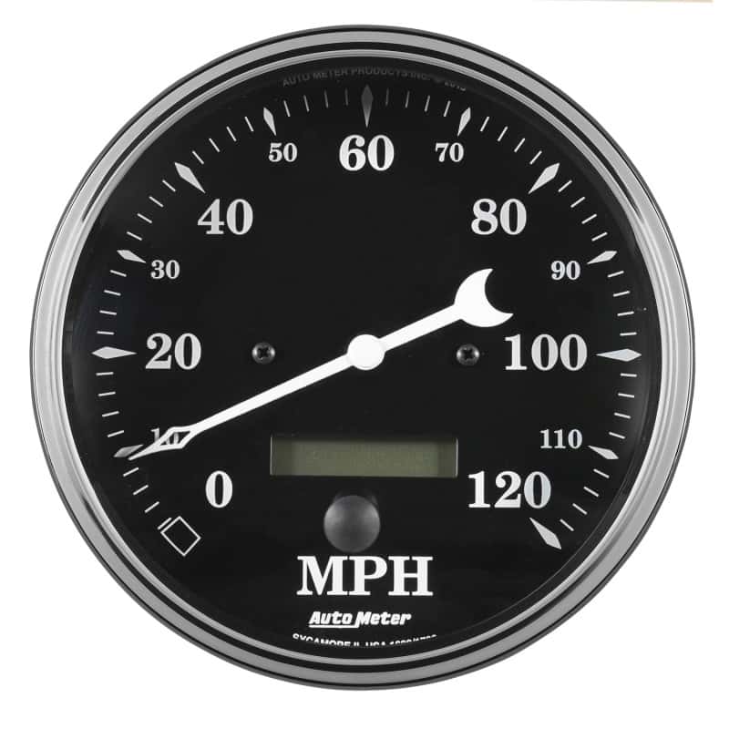 AutoMeter — Auto Meter Gauge Speedo. 5in 120mph Elec. Prog. w/ LCD Odo Old Tyme Black
5" SPEEDO, 120 MPH, - view 2
