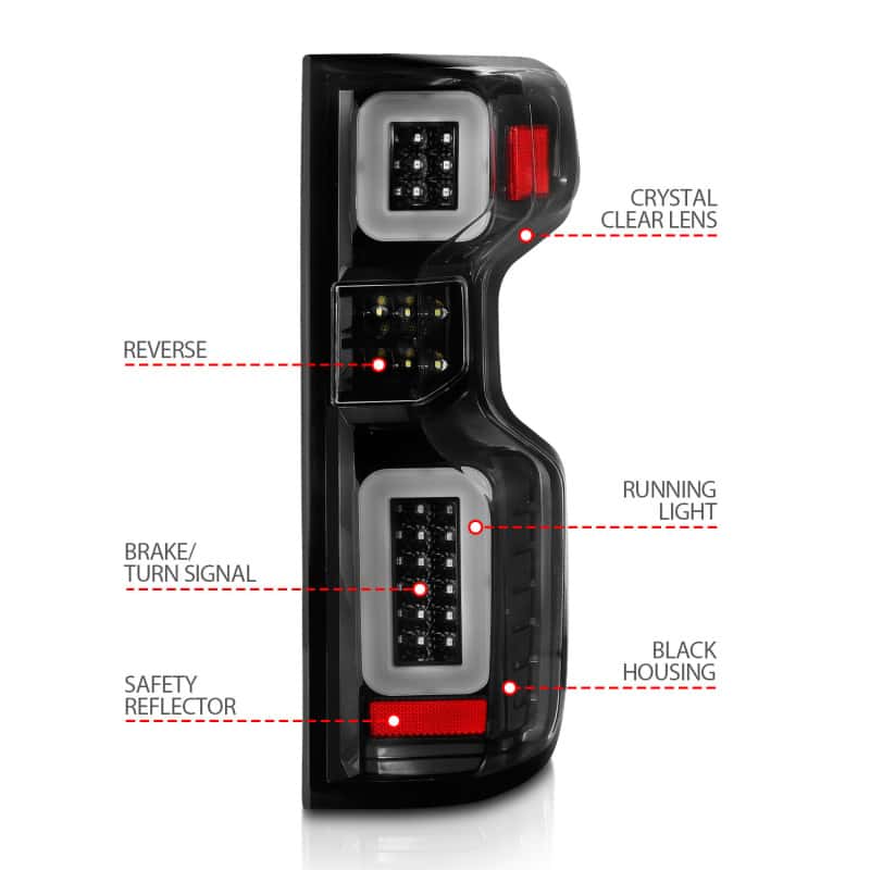 ANZO — ANZO 19-21 Chevy Silverado Full LED Taillights Black Housing Clear Lens G2 (w/C light Bars) - view 11