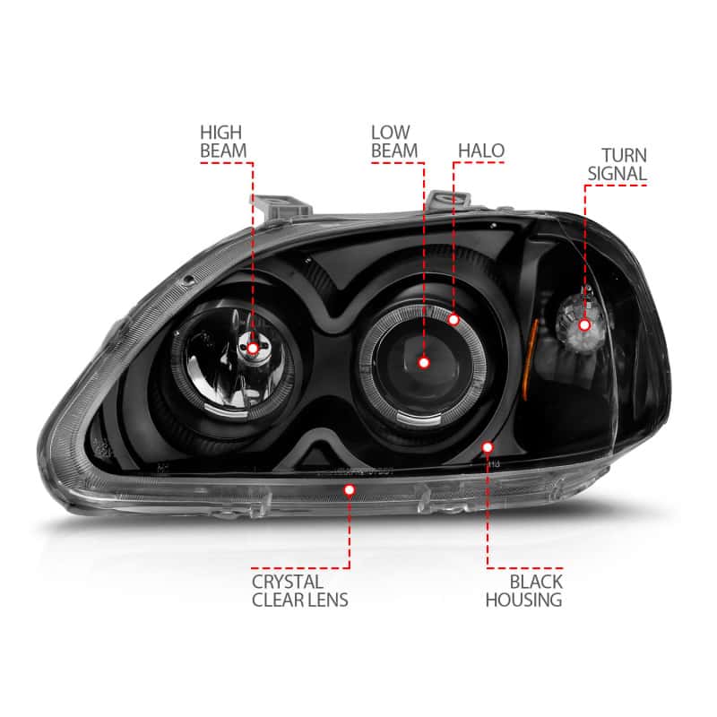 ANZO — ANZO 1996-1998 Honda Civic Projector Headlights w/ Halo Black
Head Light Set
HdLtSet - view 11