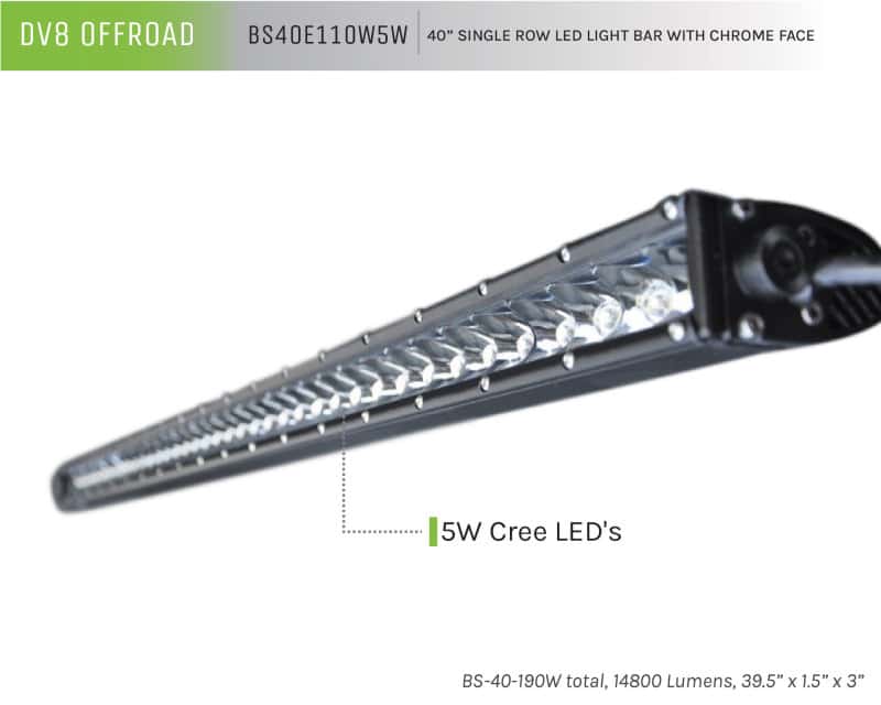 DV8 Offroad — DV8 Offroad 40in Light Bar Slim 190W Spot 5W CREE LED - Black
LED Light Bar - view 2