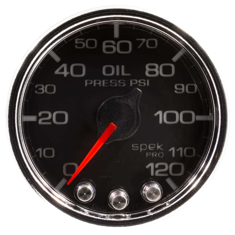 AutoMeter — Autometer Spek-Pro Gauge Oil Press 2 1/16in 120psi Stepper Motor W/Peak & Warn Blk/Chrm
GA 2" OILP BCC SPEK - view 4