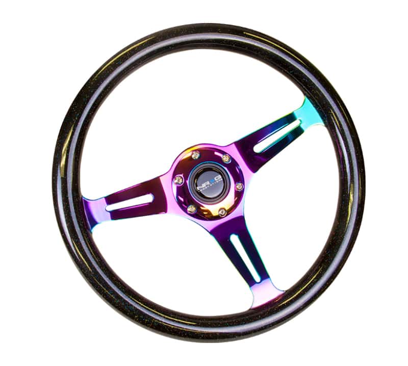 NRG — NRG Classic Wood Grain Steering Wheel (350mm) Black Sparkle/Galaxy Color w/Neochrome 3-Spoke - view 3