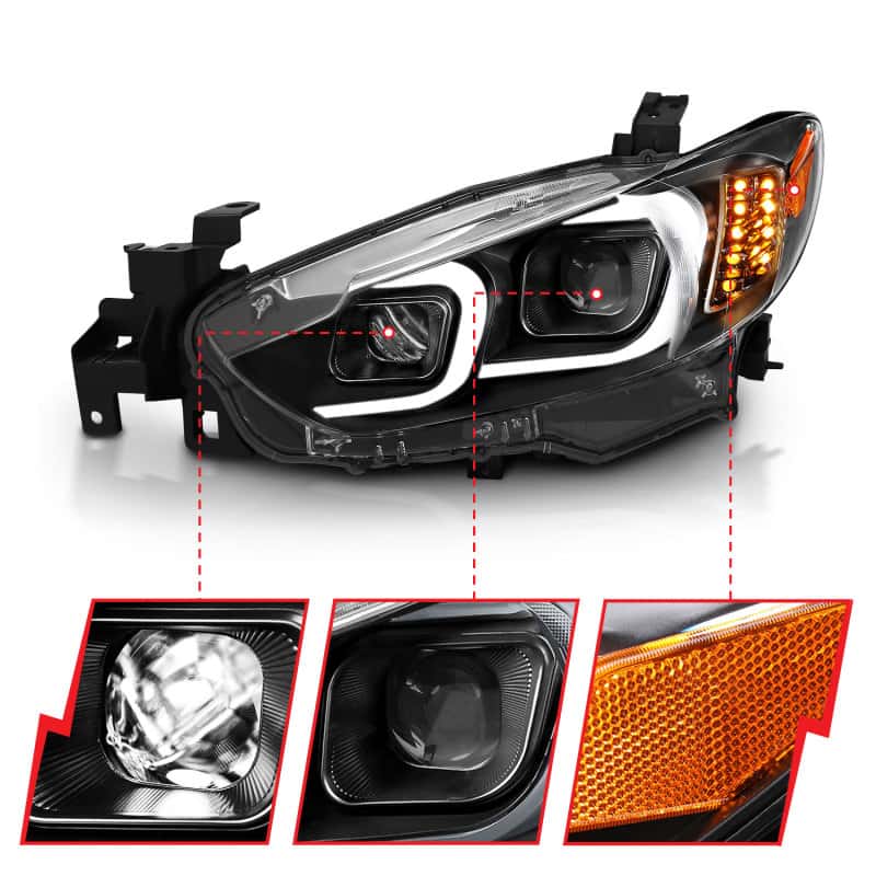 ANZO — ANZO 2014-2015 Mazda 6 Projector Headlights w/ Plank Style Design Black
Head Light Set
HdLtSet - view 4
