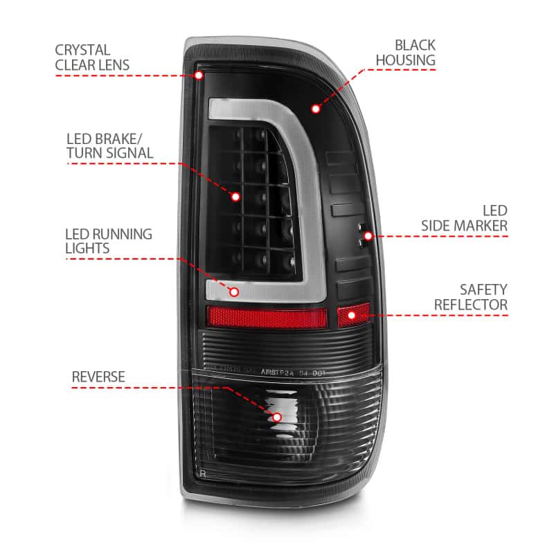 ANZO — ANZO 1997-2003 Ford F-150 LED Tail Lights w/ Light Bar Black Housing Clear Lens
Tail Light Set - view 7
