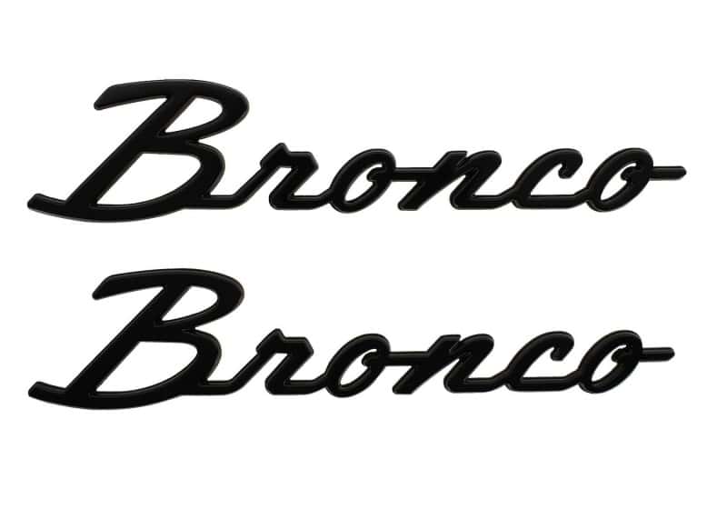 Ford Racing — Ford Racing 21-24 Bronco Classic Script Fender Badge Kit - Gloss Black
Decal - view 1