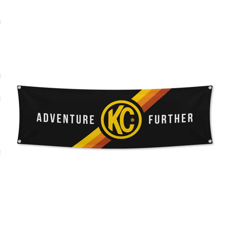 KC HiLiTES — KC HiLiTES 17in. x 60in. Banner - Black w/Yellow - view 3