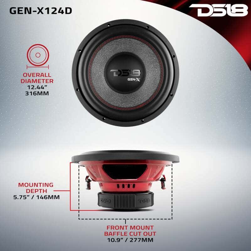 DS18 — DS18 12in 450 Watts RMS 4 ohm DVC Subwoofer Ferrite Motor And Dual Voice Coils - view 2