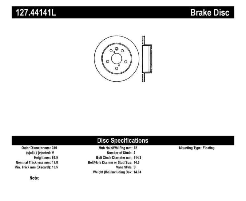 Stoptech — StopTech Power Slot 06-11 Lexus GS Series / 06-12 IS350 Rear Left Drilled & Slotted Rotor
Disc Brake Rotor
Slot/Drill Rotor - view 3