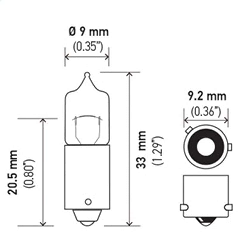 Hella — Hella Bulb H6W 12V 6W BAX9s T2.75
H6W Halogen Bulb - view 4