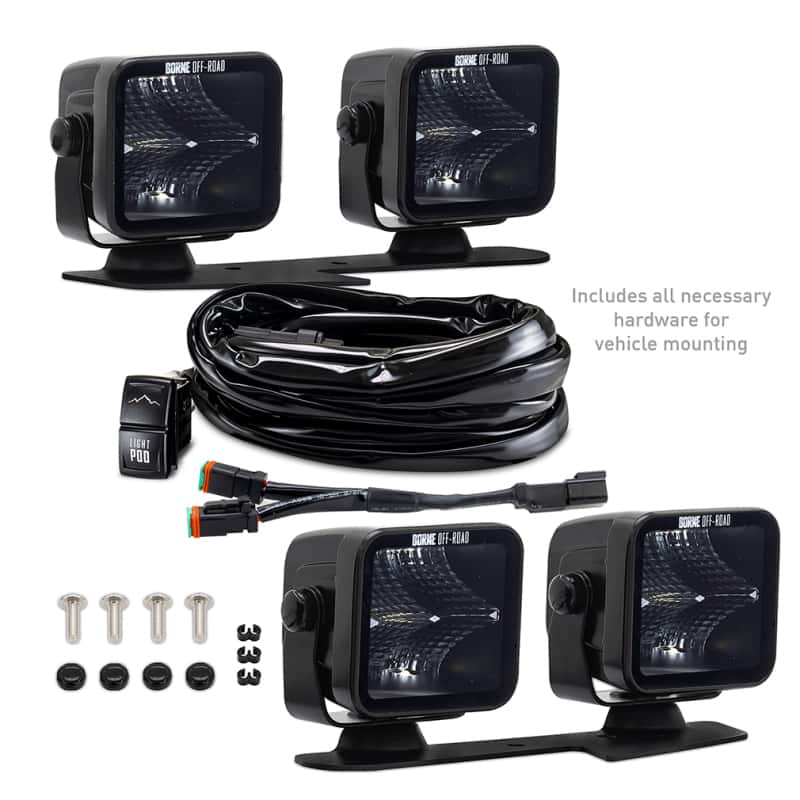 Borne Off-Road — Borne Off-Road 21+ Bronco Light Pods 4pc Ditch 3x3 Flood - view 11