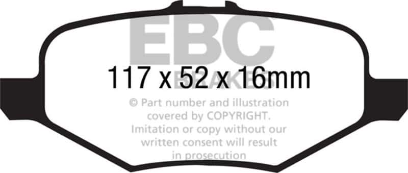 EBC — EBC 13+ Ford Explorer 3.5 Twin Turbo 4WD Greenstuff Rear Brake Pads
Disc Brake Pad - view 1