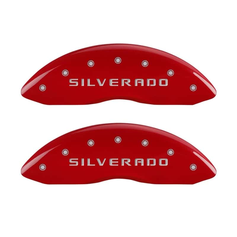 MGP — MGP Front set 2 Caliper Covers Engraved Front Silverado Red finish silver ch
Caliper Covers - view 1