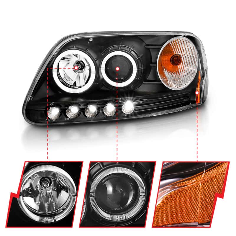 ANZO — ANZO 1997.5-2003 Ford F-150 Projector Headlights w/ Halo and LED Black 1pc
Head Light Set
HdLtSet - view 10