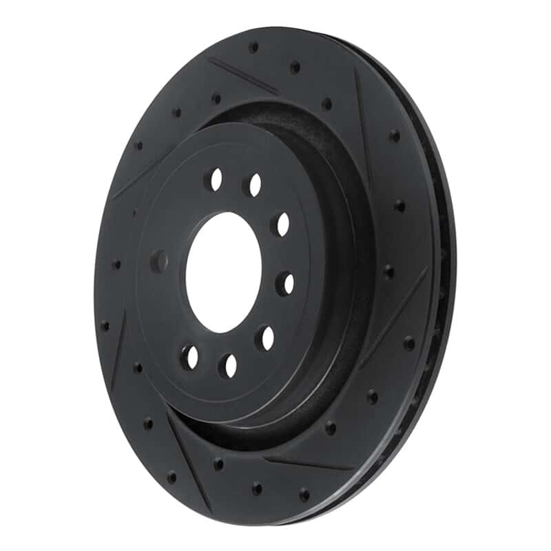 R1 Concepts — R1 08-11 Saab 9-3 Rear Right Drilled & Slotted Black Brake Rotor
R1 Brake Rotor Drill - view 2