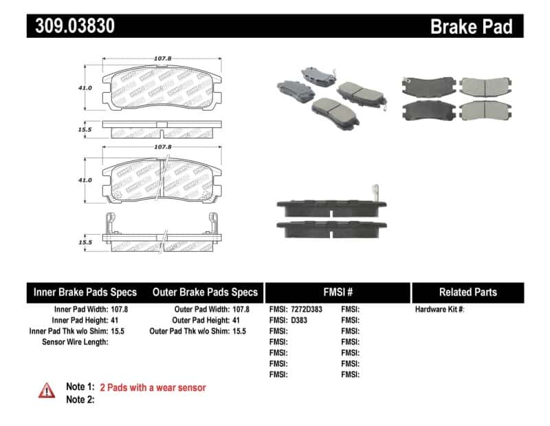 Stoptech — StopTech Performance 4/89-99 Mitsubishi Eclipse GST Rear Brake Pads
Sprt Brk Pad W/Hdwr - view 7