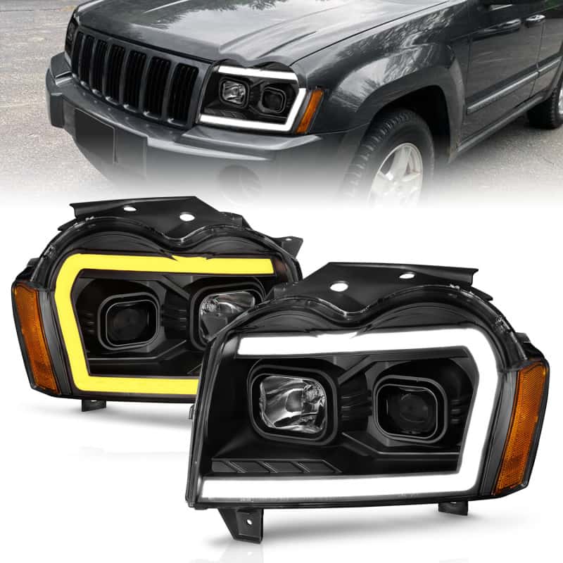 ANZO — ANZO 2005-2007 Jeep Grand Cherokee Projector Headlights w/ Light Bar Switchback Black Housing
Head Light Set
HdLtSet - view 1