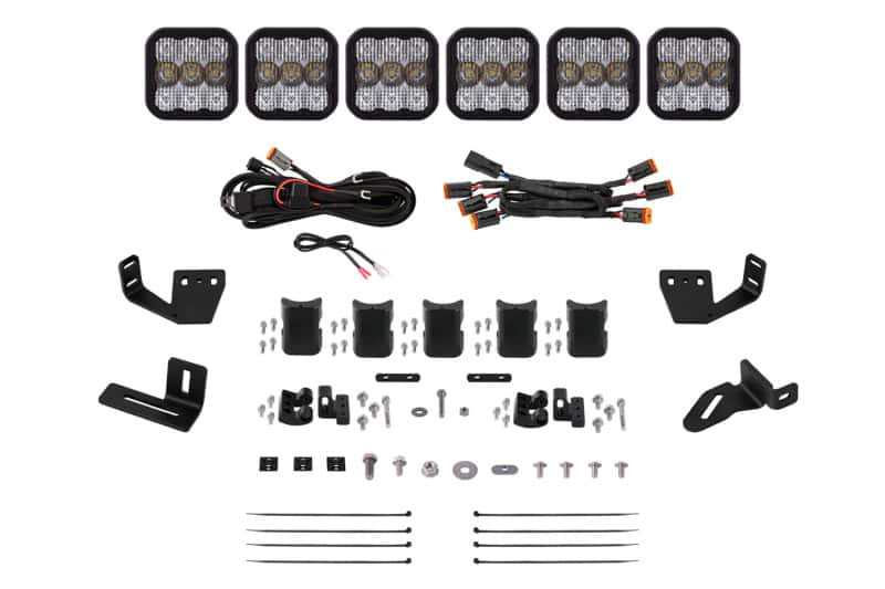 Diode Dynamics — Diode Dynamics Prinsu/Sherpa Roof Racks SS5 6-Pod CrossLink Mounting Kit - Sport White Combo - view 1