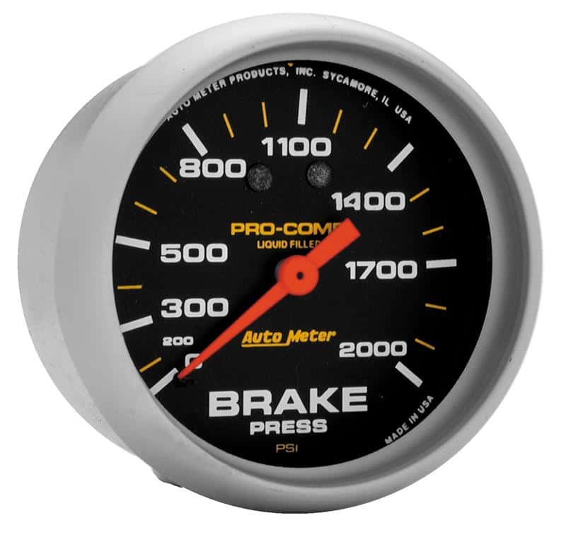 AutoMeter — AutoMeter Gauge Brake Press 2-5/8in. 2000PSI Liquid Filled Mech Pro-Comp
2-5/8" BRAKE PRESS, - view 2