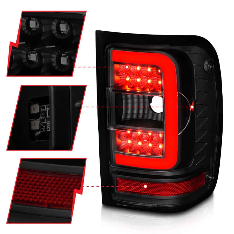 ANZO — ANZO 01-11 Ford Ranger LED Taillights - Black Housing w/ Smoke Lens & Light Bar - view 10