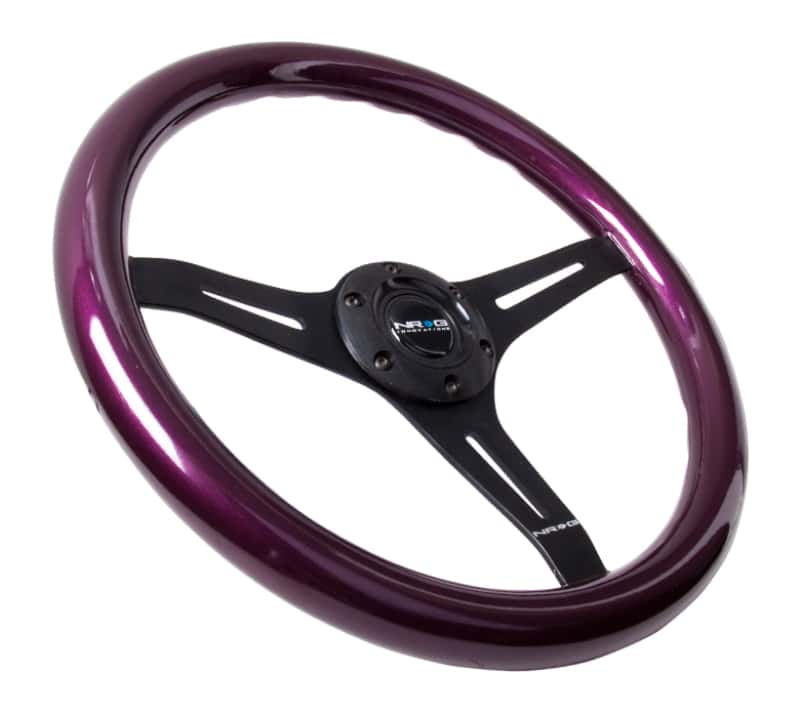 NRG — NRG Classic Wood Grain Steering Wheel (350mm) Purple Pearl/Flake Paint w/Black 3-Spoke Center - view 2