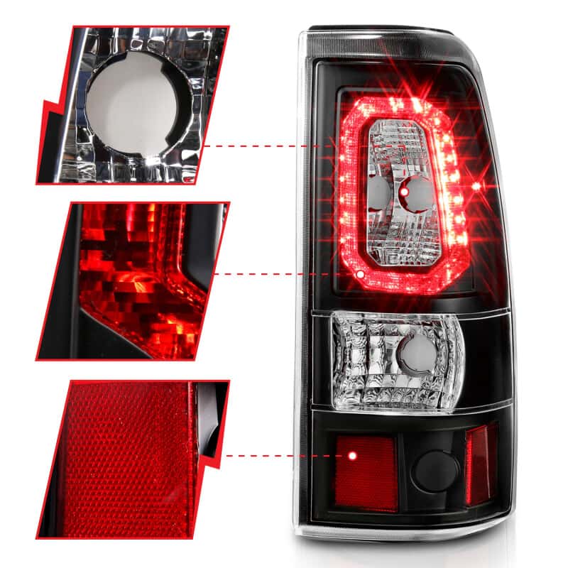 ANZO — ANZO 2003-2006 Chevy Silverado 1500 LED Taillights Plank Style Black w/Clear Lens - view 9