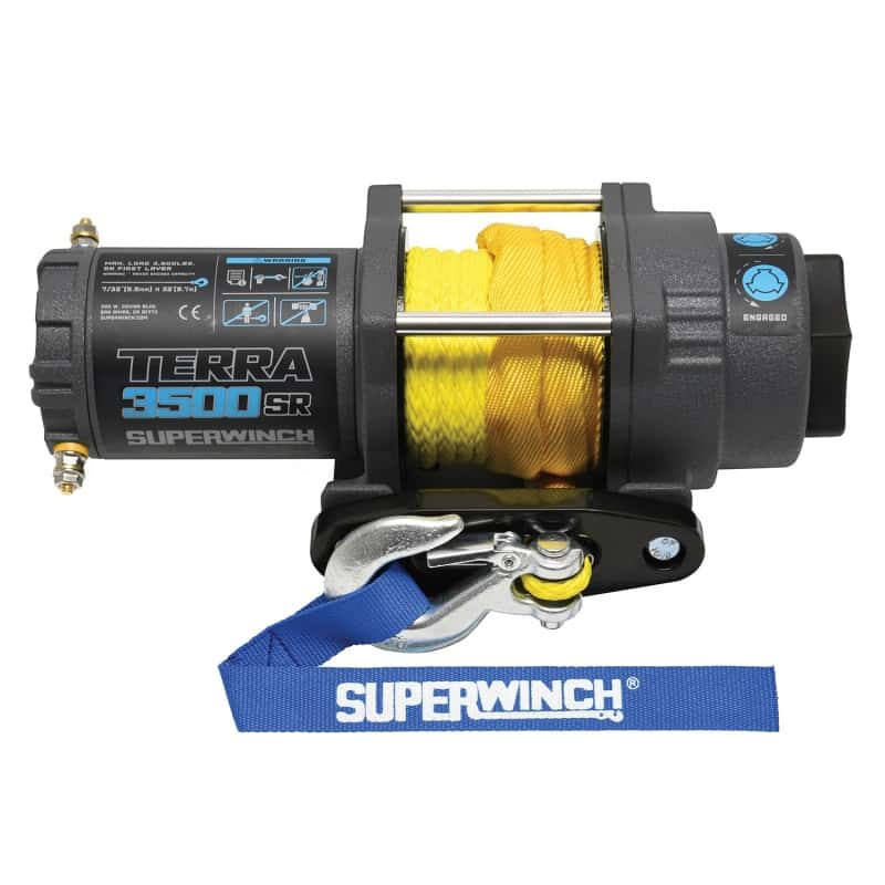 Superwinch — Superwinch 3500 LBS 12V DC 7/32in x 32ft Synthetic Rope Terra 3500SR Winch - Gray Wrinkle - view 4