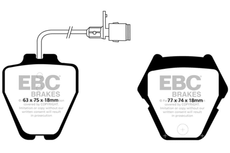 EBC — EBC 00-03 Audi A8 Quattro 4.2 (8 Pad Set) Redstuff Front Brake Pads
Disc Brake Pad - view 1