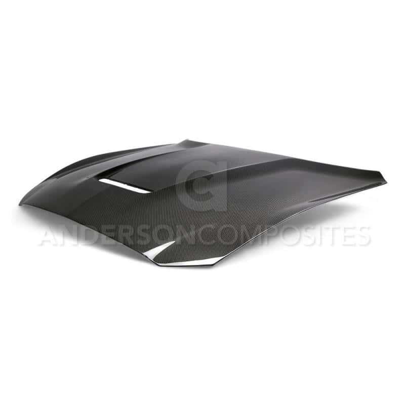 Anderson Composites — Anderson Composites 2015-2017 Ford Mustang Shelby GT350 Double Sided Carbon Fiber Hood - view 3