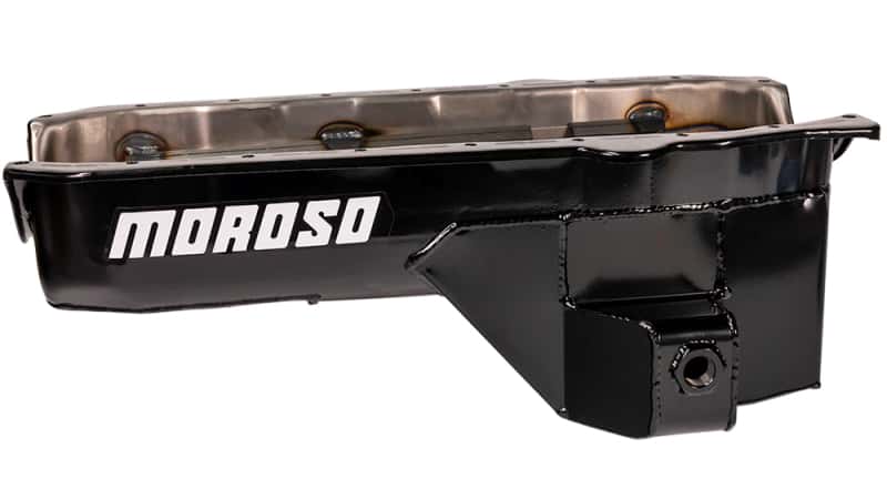 Moroso — Moroso 80-85 Chevrolet SBC (w/Passenger Side Dipstick) Wet Sump 5.5qt 7.5in Steel Oil Pan - Black - view 4