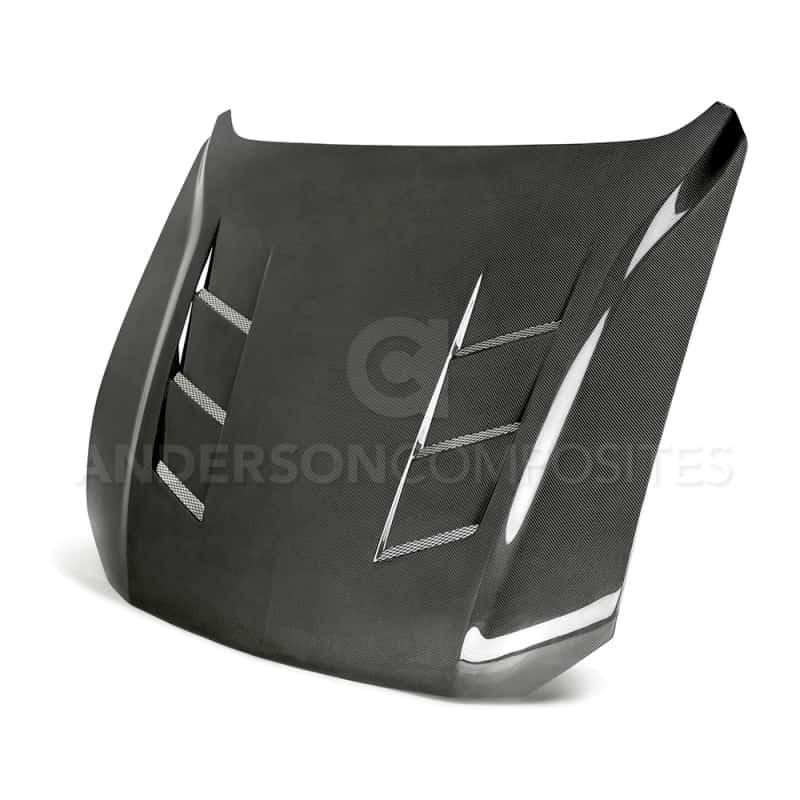Anderson Composites — Anderson Composites 2018 Ford Mustang GT Type-SA Style Heat Extractor Double Sided Carbon Fiber Hood - view 1