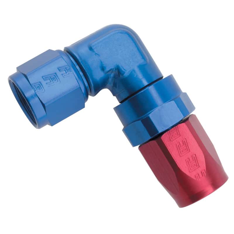 Russell — Russell Performance -8 AN Red/Blue 90 Degree Forged Aluminum Swivel Hose End
Hose Fitting - view 2