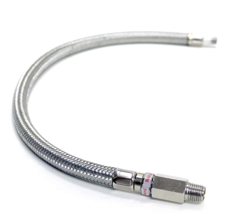 Kleinn Air Horns — Kleinn 18In Stainless Steel Braided Leader Hose w/ Check Valve-1/4In M NPT Inlet/ 1/4In M NPT Outlet
1/4"-1/4' Lead Hose - view 2