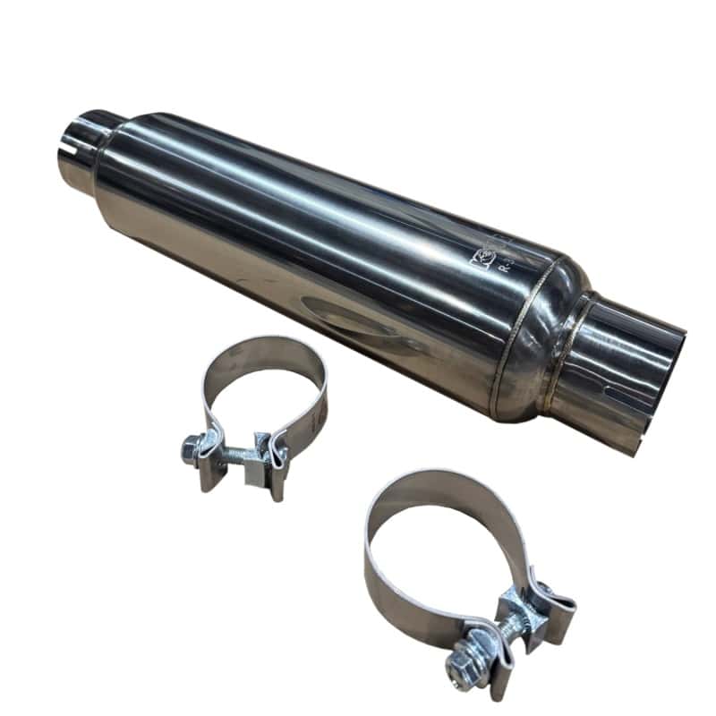 Kooks Headers — Kooks 3in. Round Clamp In Muffler 14in. Long Polished Stainless Steel
3in. Round Muffler
3" Round Muffler - view 5