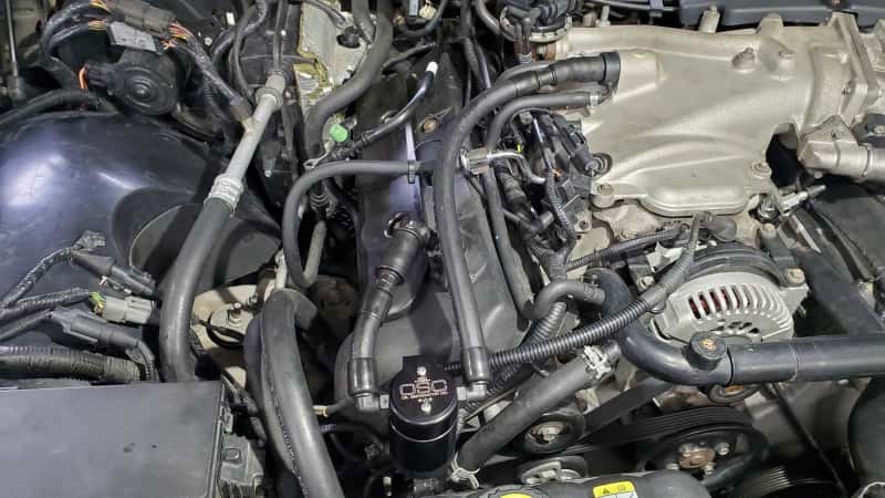 J&L — J&L 03-04 Mercury Marauder Passenger Side Oil Separator 3.0 - Black Anodized
Oil Separator - view 1