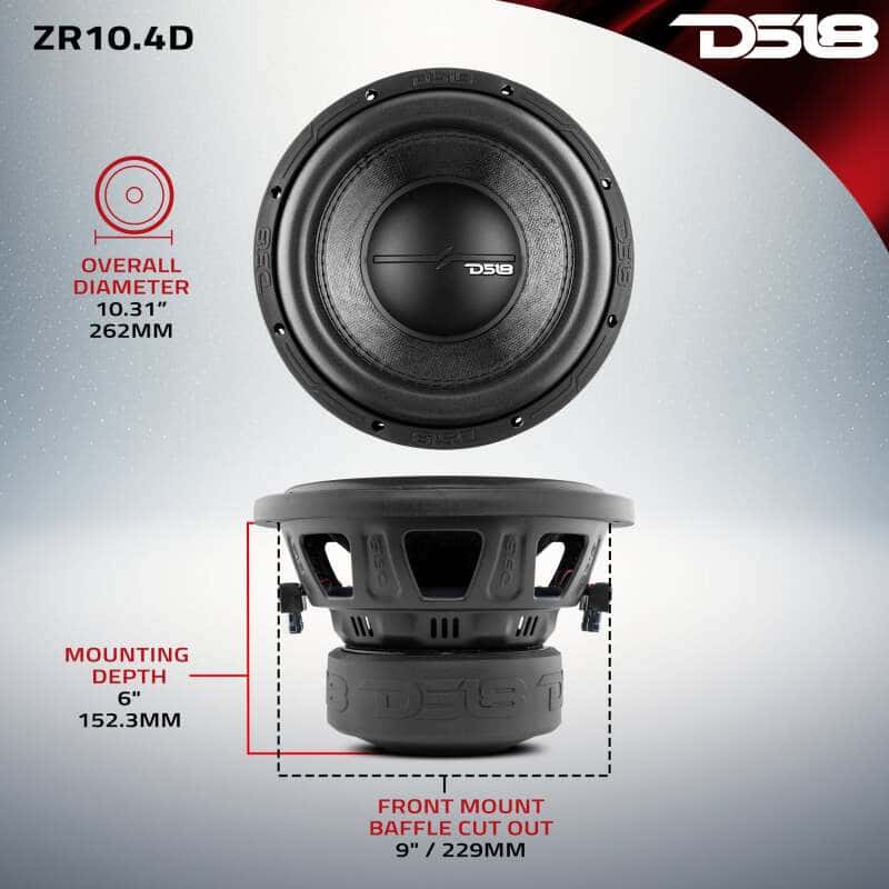 DS18 — DS18 10in 700 Watts RMS 4 ohm DVC ZR Subwoofer - view 2