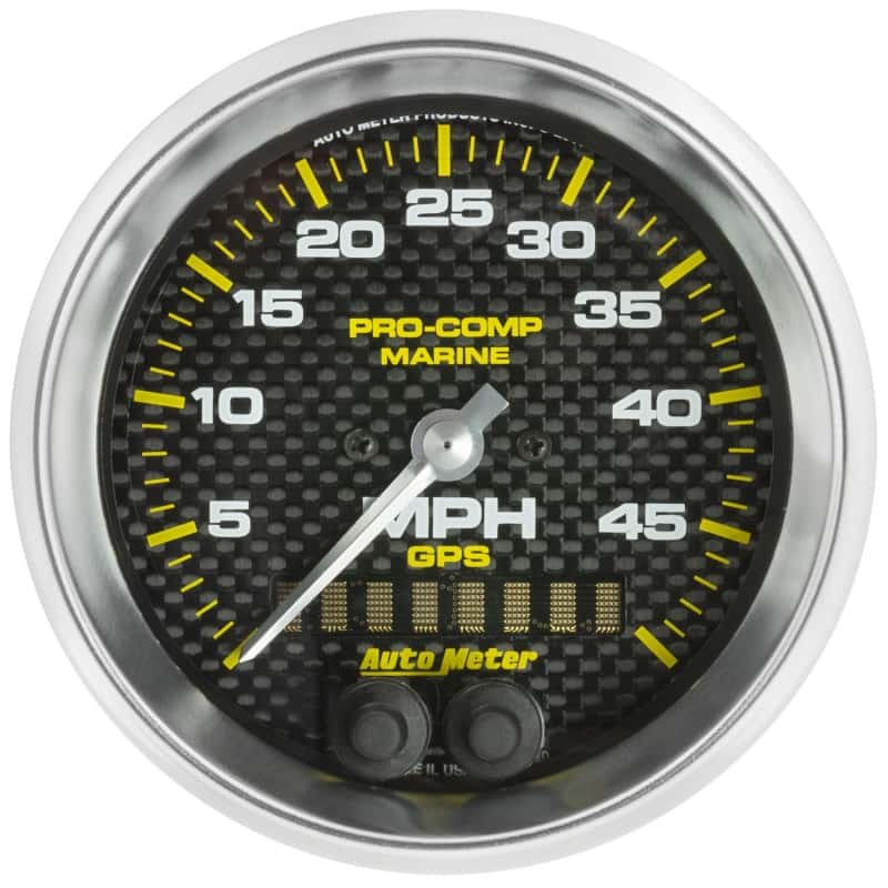 AutoMeter — Autometer Marine Carbon Fiber 3-3/8in 50MPH GPS Speedometer Gauge
3.4" SPD GPS 50 MCF - view 1