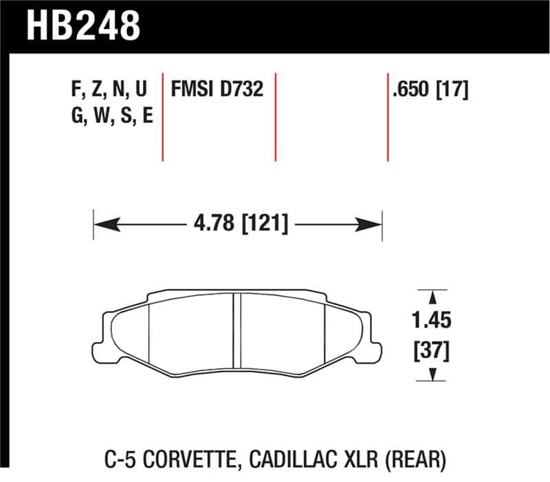 Hawk Performance — Hawk 2008-2009 Cadillac XLR Platinum HPS 5.0 Rear Brake Pads
Disc Brake Pad - view 1