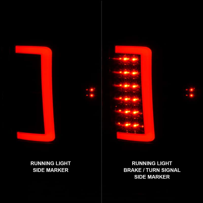 ANZO — ANZO 2007-2013 GMC Sierra LED Tail Lights w/ Light Bar Black Housing Smoke Lens - view 6
