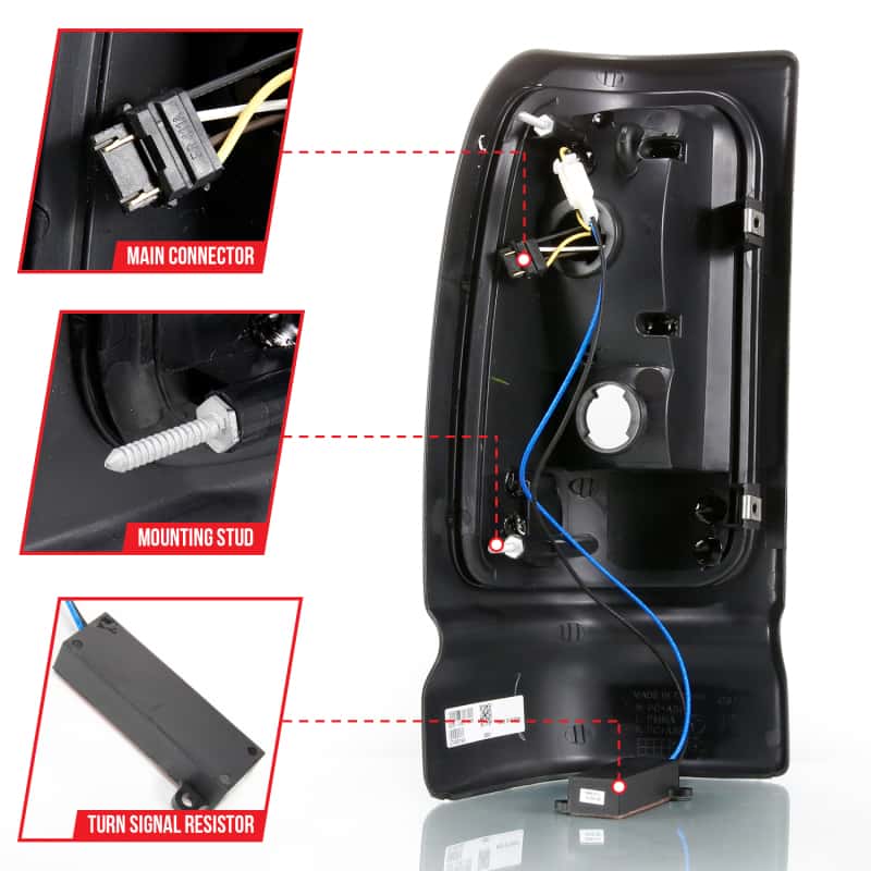 ANZO — ANZO 1994-2001 Dodge Ram 1500 LED Taillights Plank Style Black w/Clear Lens - view 9