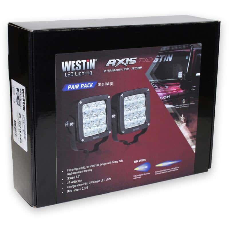 Westin — Westin Axis LED Auxiliary Light 4.5 inch x 4.5 inch Square Spot w/3W Osram (Set of 2) - Black
Offroad/Racing Lamp - view 3