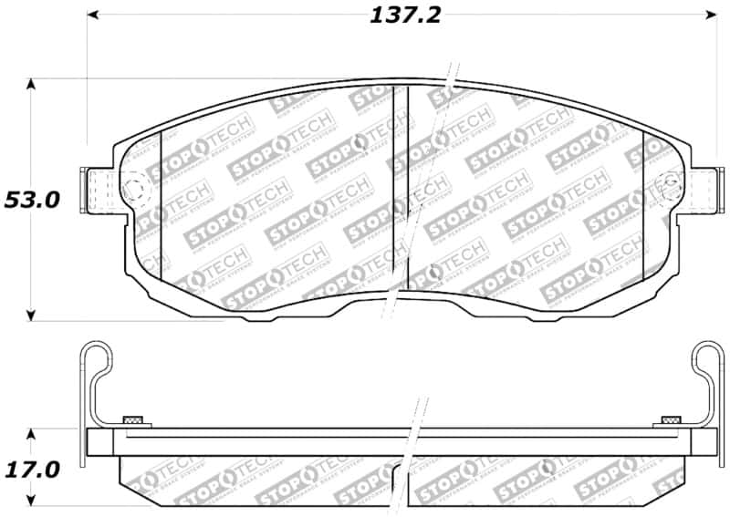 Stoptech — StopTech Performance 02-05 Infiniti G35 / 07-09 Nissan Altima/Sentra / 6/02-05 350Z Front Brake Pa
Sprt Brk Pad W/Hdwr - view 2