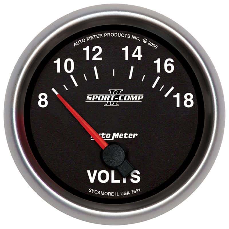 AutoMeter — Autometer Sport-Comp II 2-5/8in 18V Electrical Voltmeter Gauge
2-5/8" VOLTMETER, 8- - view 2