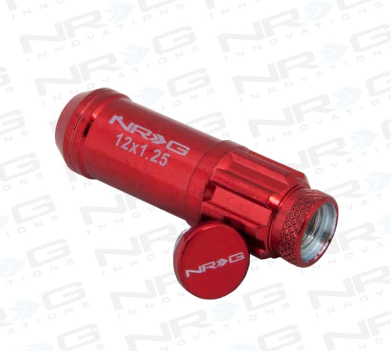 NRG — NRG 700 Series M12 X 1.25 Steel Lug Nut w/Dust Cap Cover Set 21 Pc w/Locks & Lock Socket - Red - view 7