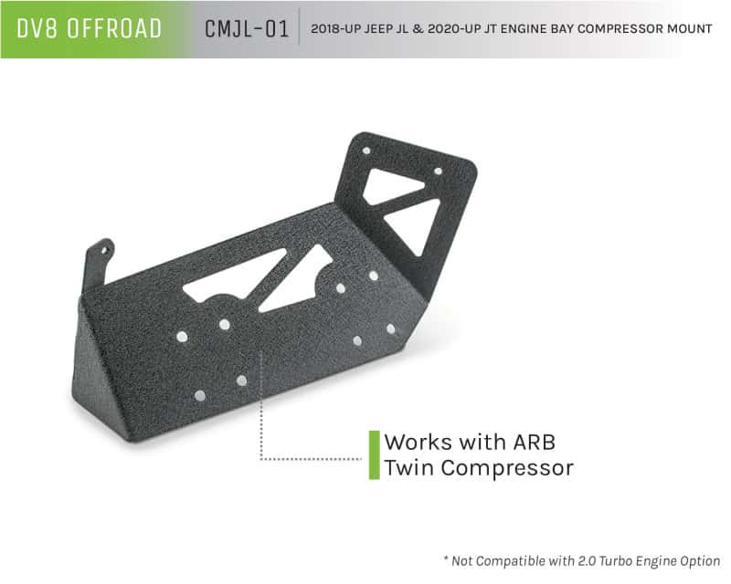 DV8 Offroad — DV8 Offroad 2018+ Jeep JL / JT Engine Bay Compressor Mount
Engine Bay Mount - view 2