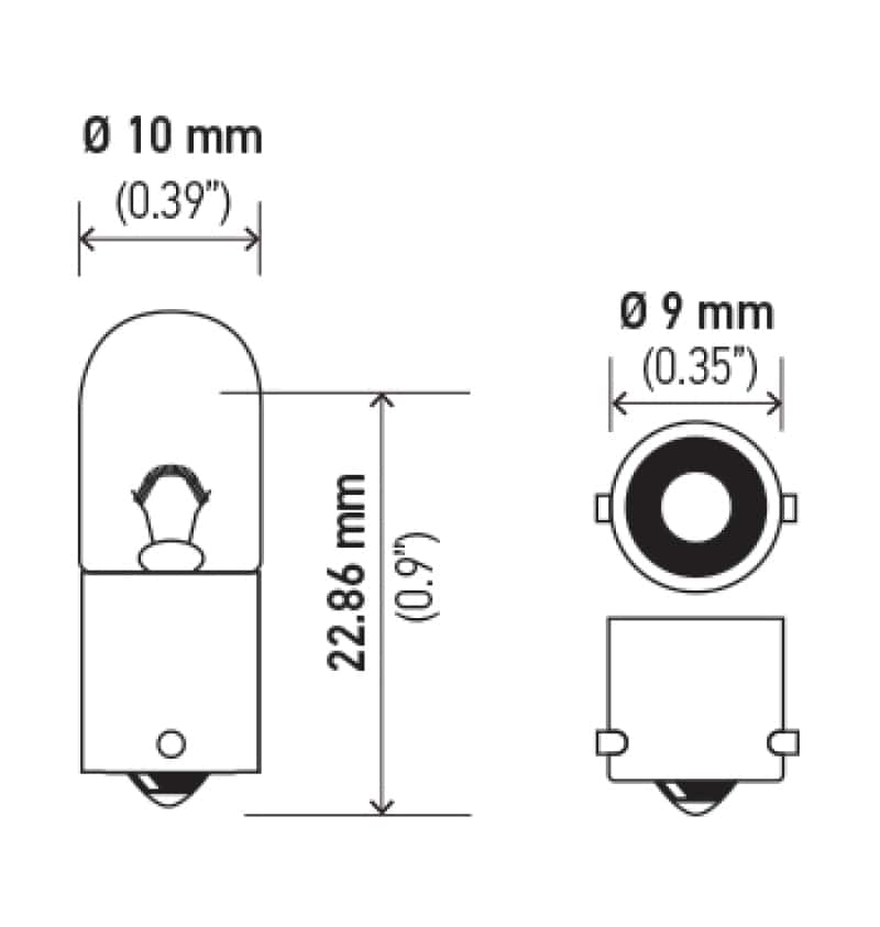 Hella — Hella Bulb 3893 12V 4W BA9s T2.75
3893 Incan Bulb - view 3