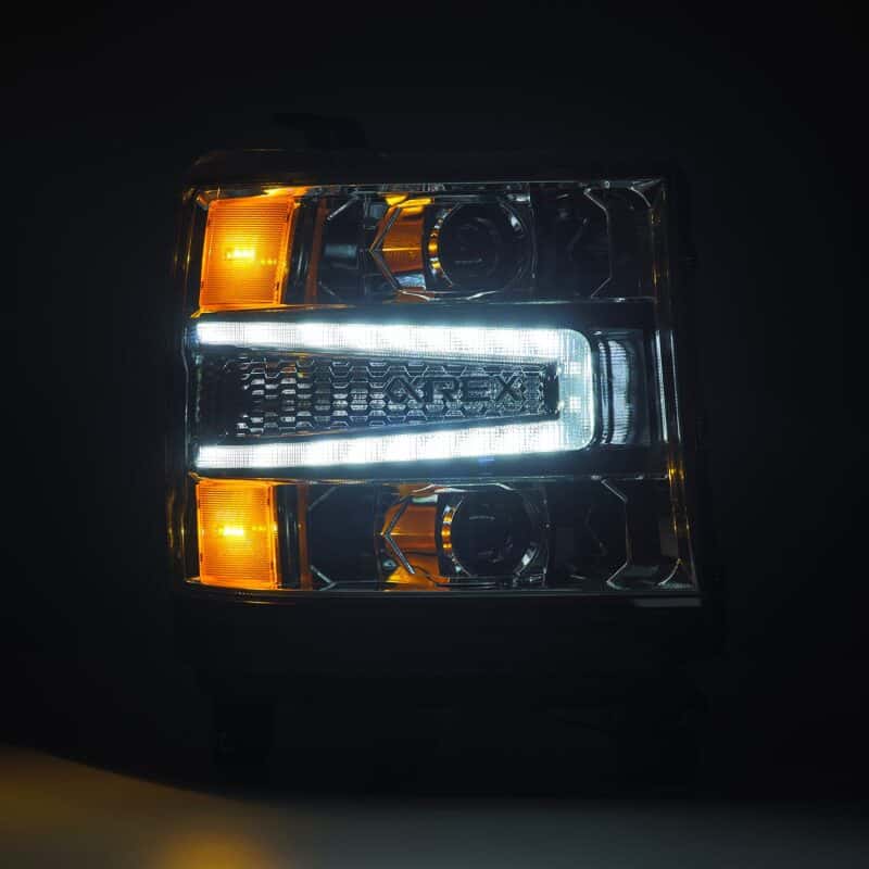 AlphaRex — AlphaRex 16-18 Chevy 1500HD LUXX LED Proj Headlights Chrome w/Seq Actv Lgt / Seq Sig (Req PN 810023)
Projector Headlights - view 3