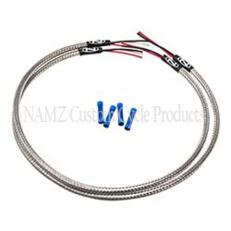 NAMZ — NAMZ Turn Signal Harness 24in. (SS Braided & Clear Coated - For Triple Tree Mounted Signals) - view 2