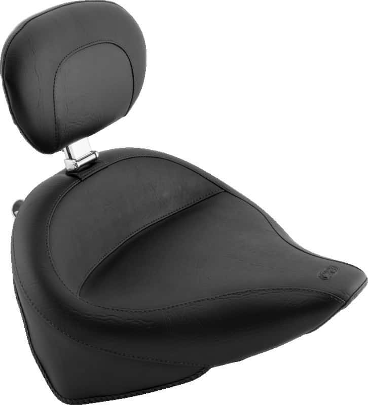 Mustang Motorcycle — Mustang 00-15 Harley Softail Standard Rear Tire Wide Touring Solo Seat w/Driver Backrest - Black - view 2